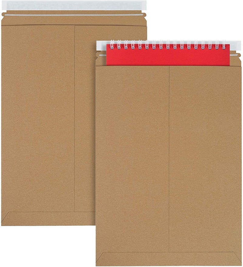 APQ Supply Natural Brown Rigid Mailers, 13 x 18 Inch. Pack of 5 Cardboard Envelopes for Photos, Documents. Sturdy Stay Flat Mailers with Self-Seal Closure. Hard Rigid Shipping Envelopes - Image 1